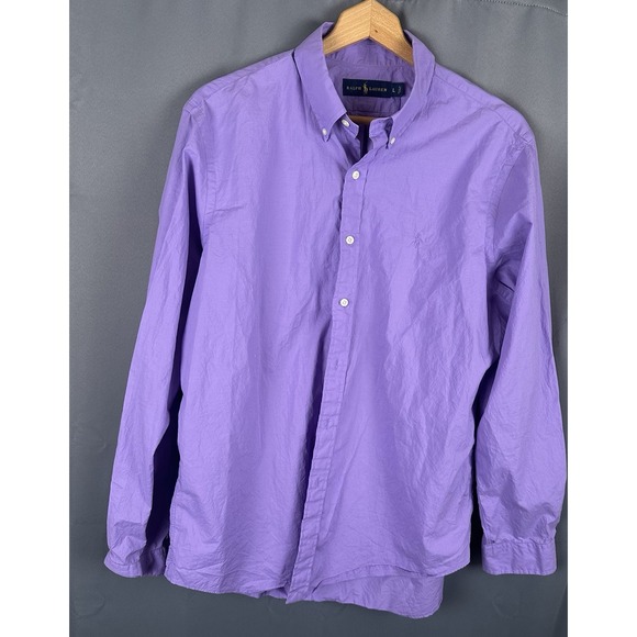 Polo Ralph Lauren Oxford Shirt Men LargePurple Button Down Long Sleeve - Picture 4 of 9
